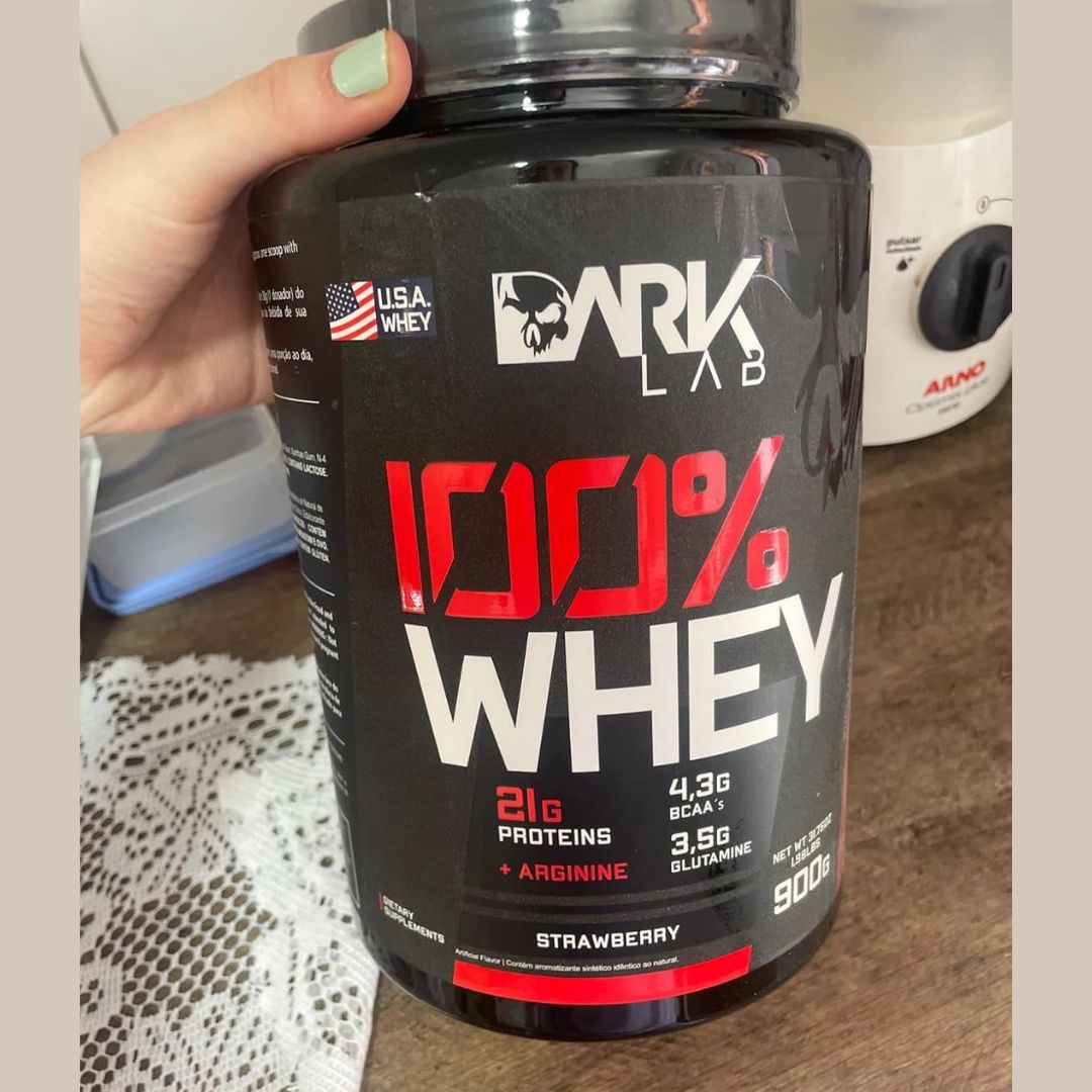 Whey 100% Concentrado Pote 900G Dark Lab (900g, Morango)