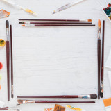art implements arranged form rectangle