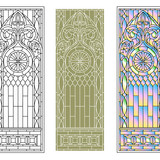 Vector elements. Blank for a classic stained-glass window with floral ornaments. Classic stained gla