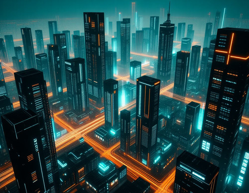 Sameh Elbialy concept art, a futuristic city at night, skyscrape 73289c58 25ff 4672 af70 12a6e79c9c1