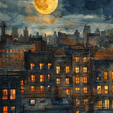 watercolor moon illustration 4