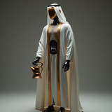 Sameh Elbialy A robot wearing Saudi clothing, holding a coffee p 8fd30d02 96c8 454b bc27 94310a013c2