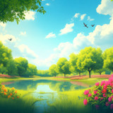 Sameh Elbialy A vibrant canvas painting depicting a lively outdo 9f10e48e 0b35 42b7 9e7c 7f7836ebd2f