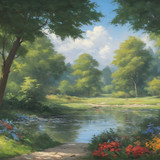 Sameh Elbialy A vibrant canvas painting depicting a lively outdo da5c03c1 3696 479d a42c d310a6bf050