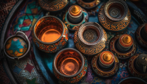 Ancient earthenware jar ornate decoration, blue colors generated by artificial intelligence.jpg