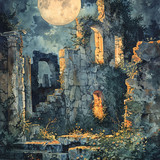 watercolor moon illustration