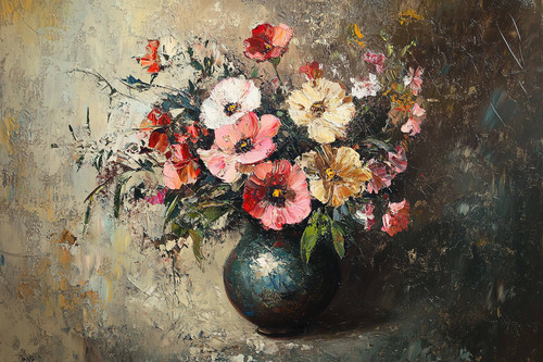 Vintage oil painting of flowers in a vase, with a moody aesthetic in the cottagecore style, on textu.jpg