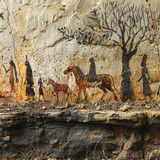 painting man horse with tree it