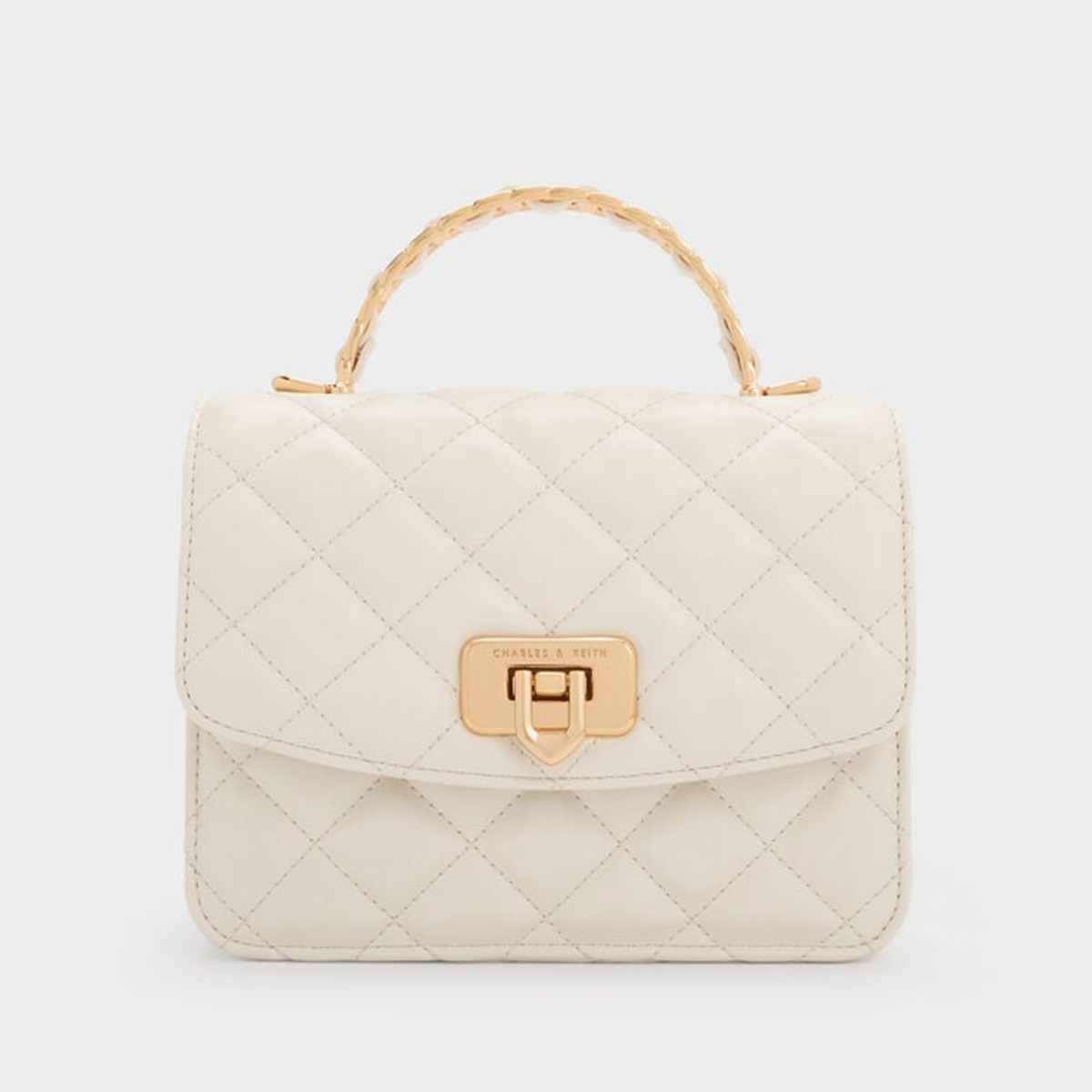 Túi xách phom chữ nhật Cressida Quilted - Màu kem