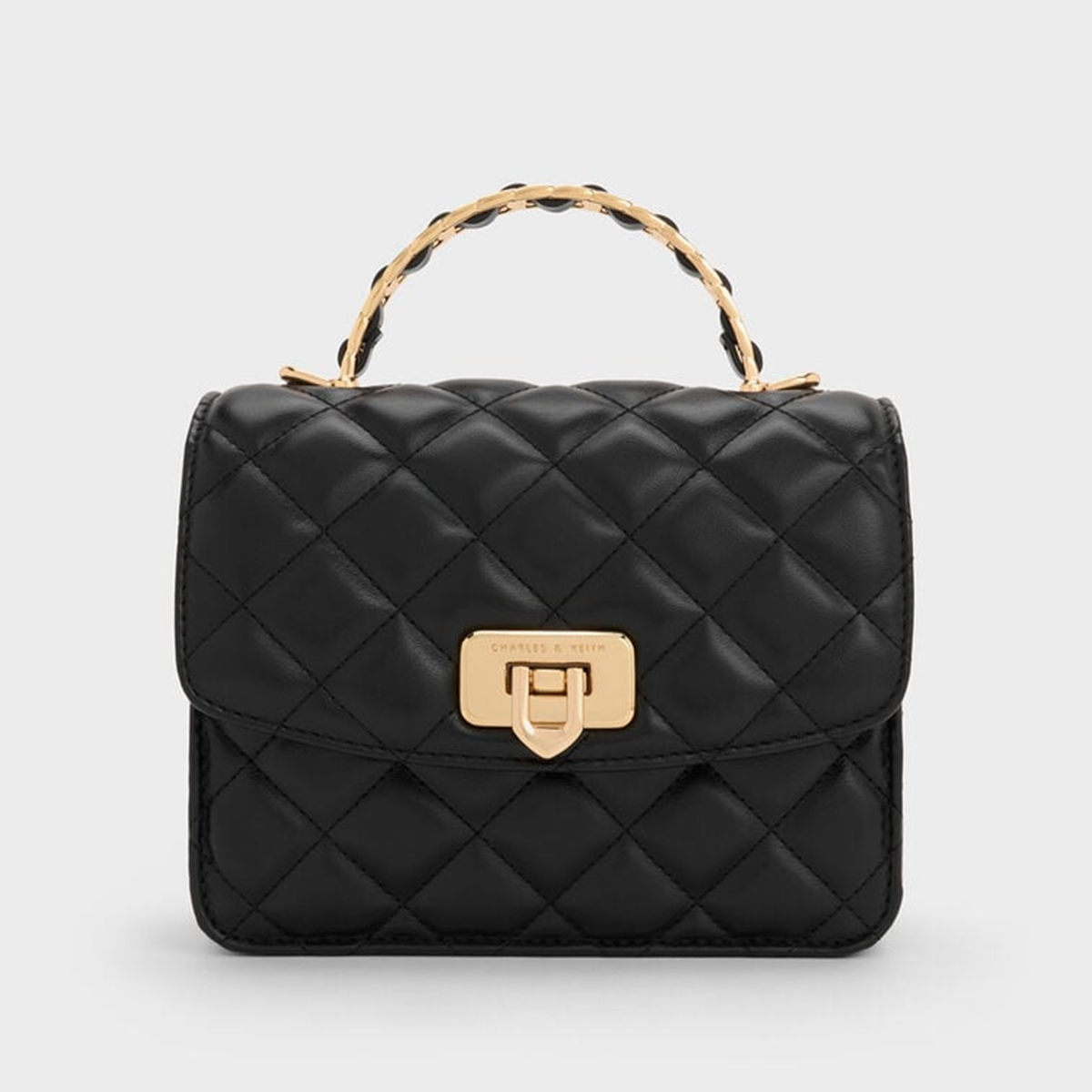 Túi xách phom chữ nhật Cressida Quilted - Màu đen