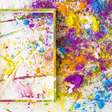 photo frame near blurs piles different bright dry colors