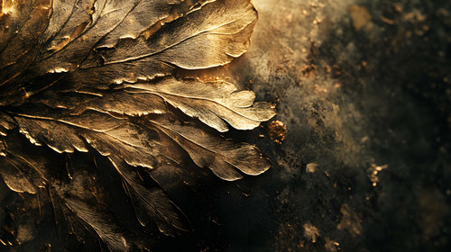 A beautiful gold leafy plant with a dark background. The leaves are golden and the background is dar.jpg