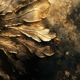 A beautiful gold leafy plant with a dark background. The leaves are golden and the background is dar