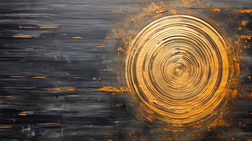 Generative AI, Black and golden painted colors, circle shapes vintage painting background. Grunge ol.jpg