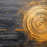 Generative AI, Black and golden painted colors, circle shapes vintage painting background. Grunge ol