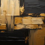 Close-up of an abstract rough texture of dark gold black art painting, with an oil acrylic brushstro