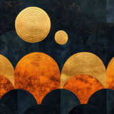 digital art sunset with gold black background