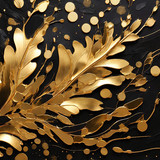 Golden splash and sparkles on a rich black canvas. Poster, banner and wallpaper background design