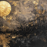 abstract art watercolor painting stylish modern wall art animals flowers texture gold horse 2