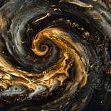 abstract liquid art like curved vortex golden black colors