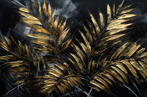 Black and shiny gold palm leaves in black and shiny gold colour..jpg