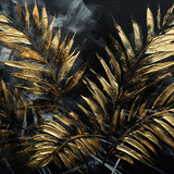 Black and shiny gold palm leaves in black and shiny gold colour.