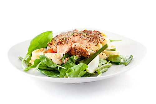 Salad with delicious roasted smoked salmon..jpg