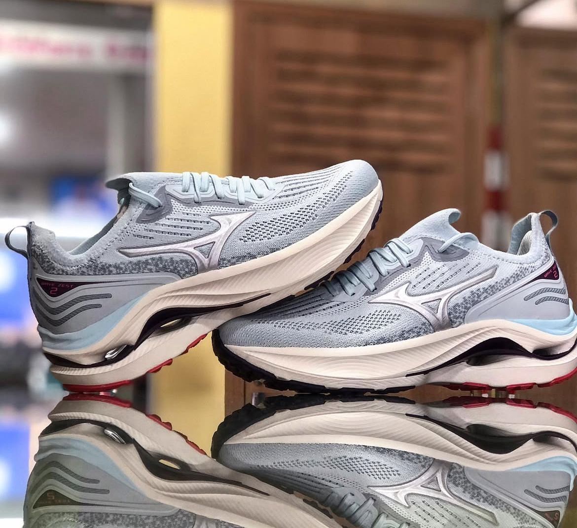 Tênis De Corrida Feminino Wave Zest 2 Cabedal Em Knit Mizuno