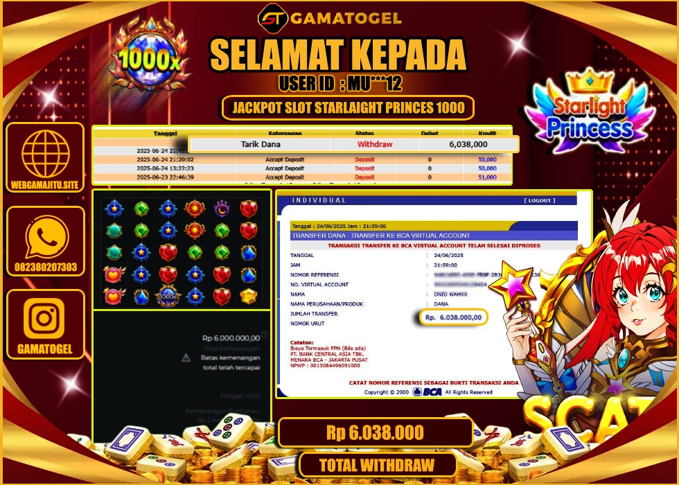 gamatogel-jackpot slot-starlight-princes-1000- rp6038000- lunas-09-02-22-2025-06-25