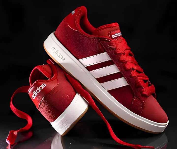 Tênis Adidas Grand Court Base Suede Feminino – Vermelho+Branco