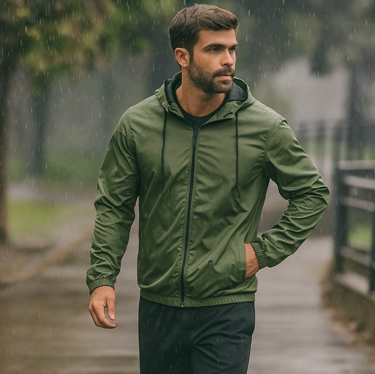 Jaqueta Corta Vento Impermeável Leve Masculino Forrado Liso