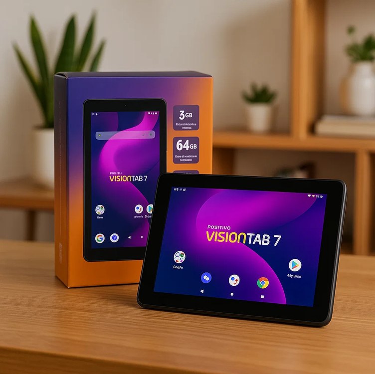 Tablet Positivo Vision TAB 7 – Processador Octa-Core 3GB RAM 64GB Armazenamento, Tela 7” IPS, Bateria 3100mAh, Android 14 Go, Wi-fi – Preto