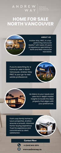 If you're searching for a home for sale in North Vancouver, Andrew Way PREC is your go-to real estate professional. He listens to your needs and uses his in-depth market insights to locate the ideal property that aligns with your preferences. From cozy family homes to luxury properties, Andrew ensures a smooth, informed home-buying experience. Trust his experience and commitment to client satisfaction. Browse available homes at Andrew Way PREC and schedule a consultation.

Visit: https://andrewway.ca/neighborhood/158314810/North-Vancouver-BC