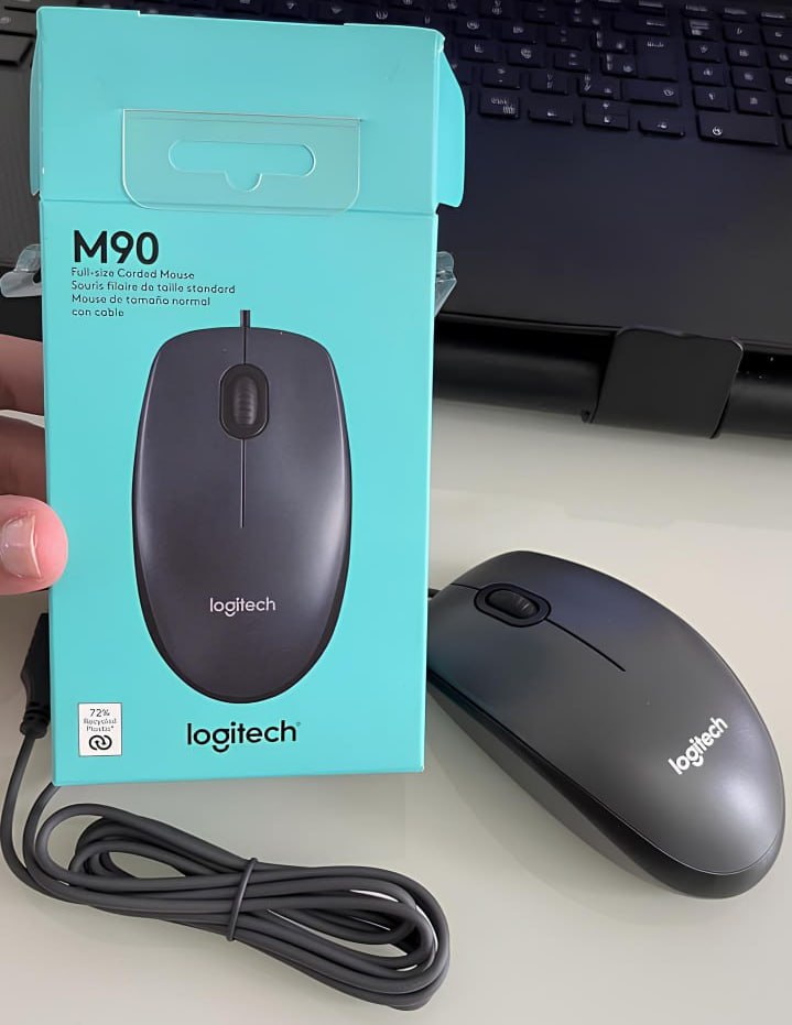 Mouse com fio USB Logitech M90 com Design Ambidestro e Facilidade Plug and Play Mouse com fio USB Logitech M90 com Design Ambidestro e Facilidade Plug and Play