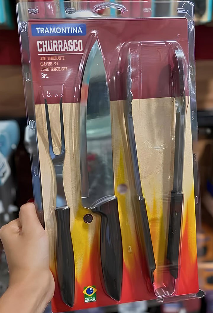 Kit Churrasco 3 Peças Tramontina Plenus 23498449 Marrom