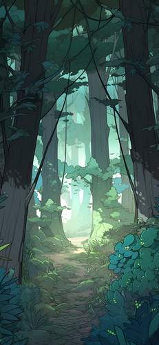 cartoon forest path art wallpaper 800x1734.jpg
