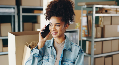 box phone call shipping with woman warehouse communication delivery management order ecommerce logis.jpg