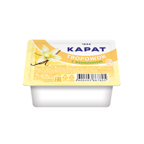 4600493000127 ТВОРОЖНЫЙ ПРОДУКТ ТВОРОЖОК КАРАТ С ВАНИЛИНОМ 9% 100 Г.png