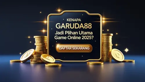 Design a luxurious themed web banner for GARUDA88, an online slot and gaming platform. Use an elegan.webp
