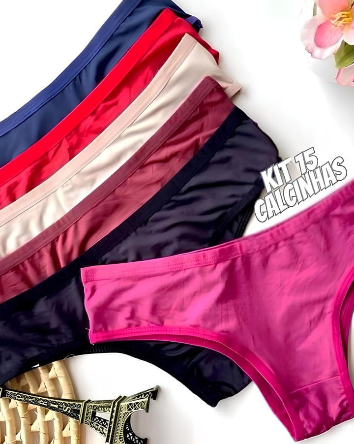 Kit 15 Calcinha Fio Dental Algodão Kyron Lingerie Conforto