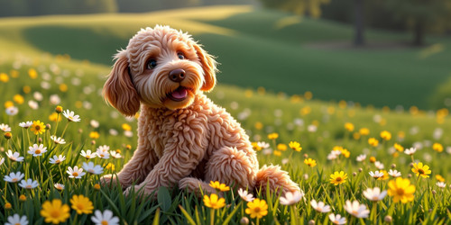 A hyper realistic heart melting portrait of Big Belly Bob BBB the beloved plush labradoodle sitting .jpg
