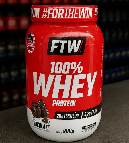 Whey Protein 100% Concentrado Pote 900g Sabor Chocolate FTW.jpg