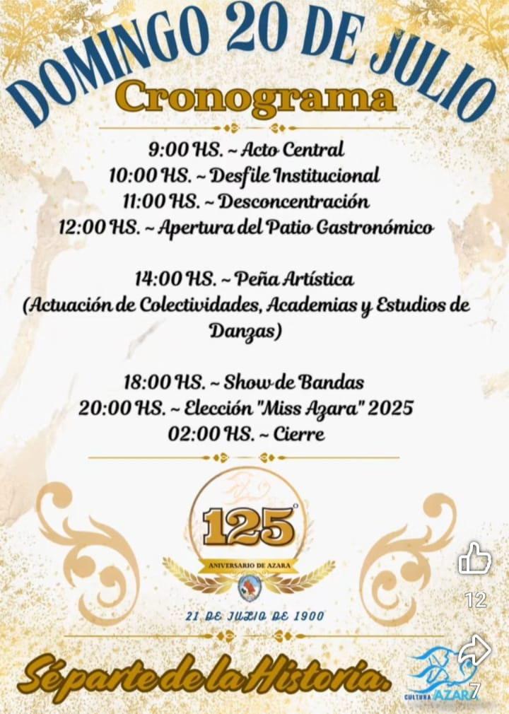 El intendente de Azara acompañó los festejos patronales de Tres Capones y anticipó el 125° aniversario de su municipio