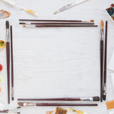 art implements arranged form rectangle