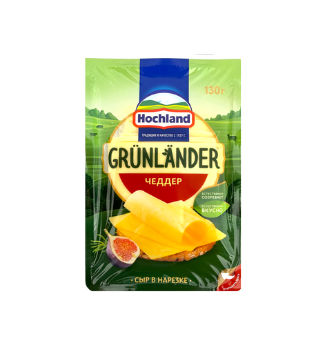 4607004893230 СЫР HOCHLAND GRUNLANDER ЧЕДДЕР ПОЛУТВЕРДЫЙ 130 Г НАРЕЗКА.png