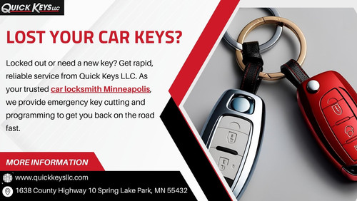Locked out or need a new key? Get rapid, reliable service from Quick Keys LLC. As your trusted car locksmith Minneapolis, we provide emergency key cutting and programming to get you back on the road fast.

https://quickkeysllc.com/