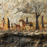 painting man horse with tree it