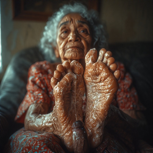 Elderly granny takes soles load.jpg