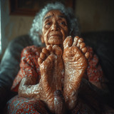 Elderly granny takes soles load