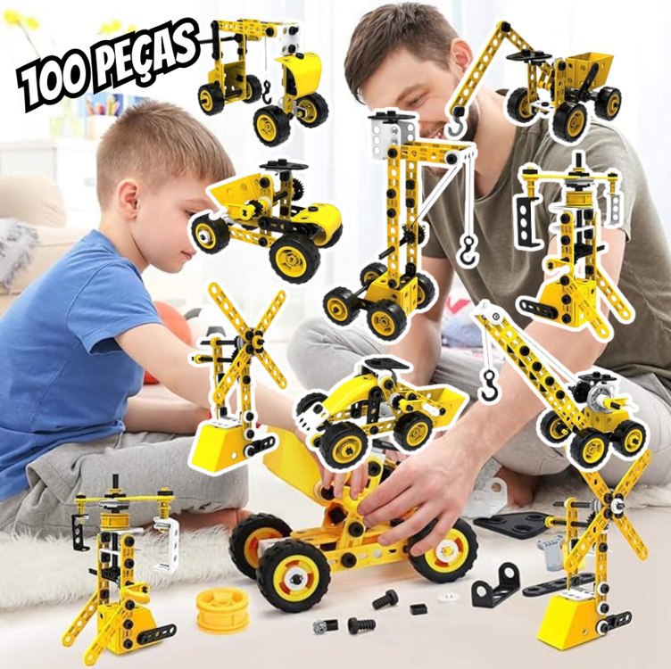 Brastoy Blocos De Construção Conjunto De Aprendizagem Brinquedo STEM Infantil (100 Peças) Brastoy Blocos De Construção Conjunto De Aprendizagem Brinquedo STEM Infantil (100 Peças)